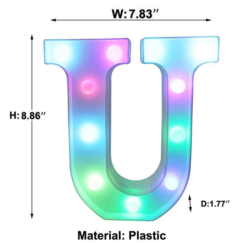 Pooqla Colorful LED Marquee Letter Lights with Remote â€“ Light Up Marquee Signs â€“ Party Bar Letters with Lights Decorations for The Home - Multicolor U - Image 5
